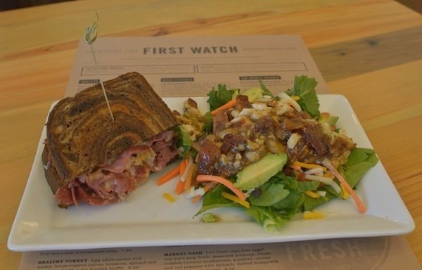 First Watch reuben and half pecan chicken salad