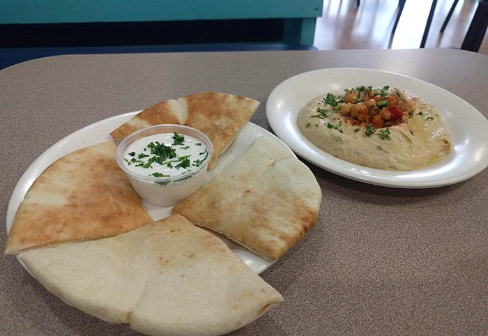 Pita with dippings at Mediterranean Bistro